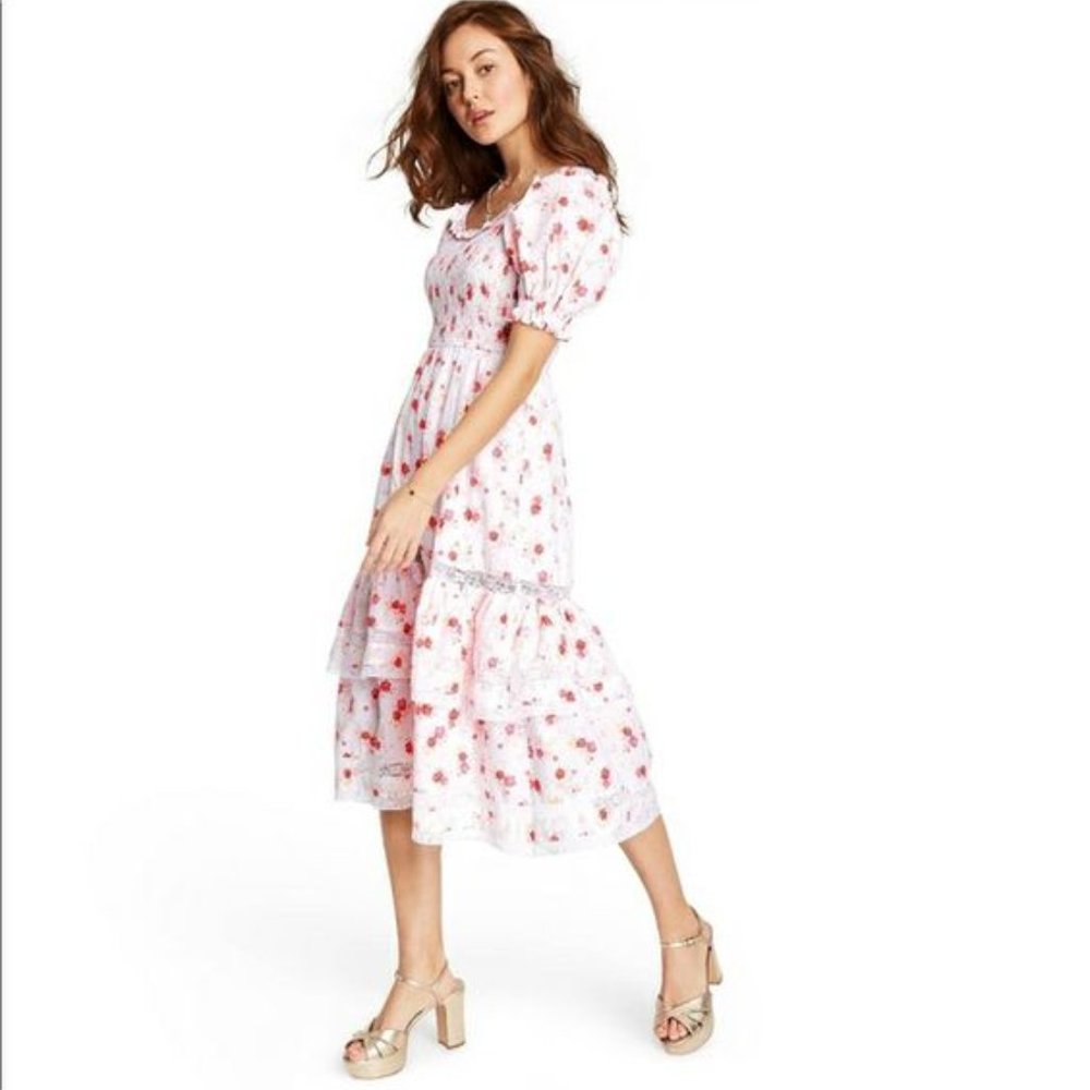 Love Shack Fancy Target Cosette White Floral Dress. SZ S